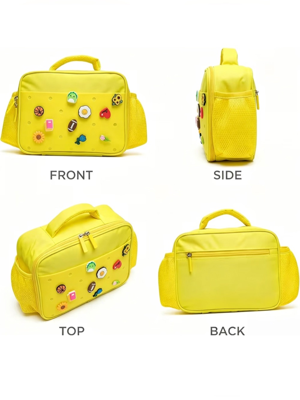 Kids Bright Yellow Lunch Bag with Charms - Picture 6 of 9